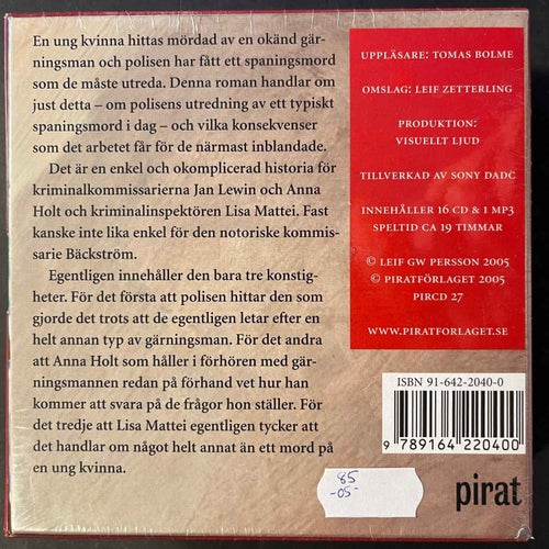 LINDA - SOM I LINDAMORDET. LEIF GW PERSSON. LJUDBOK 16-CD & 1 MP3. INPLASTAD