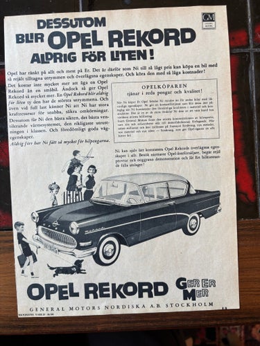 Opel Rekord 1960 annons