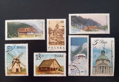 Lot of 7 CTO stamps from Poland-constructions