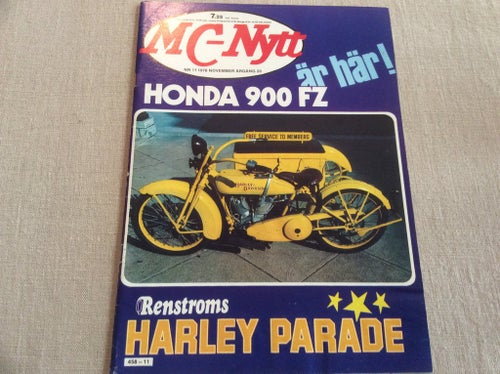 MC NYTT Nr 11 1978 Sven Sigurd,Cross,Hedlunds 1000cc,Honda 900 FZ,Renstrom HD