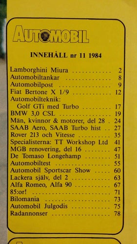 Automobil 11 1984: Fiat/Bertone X1/9, Saab 900 T16 Aero, Rover Vitesse, Alfa 90