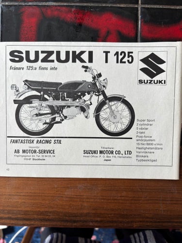 Suzuki T 125 Stinger T125 1970 annons