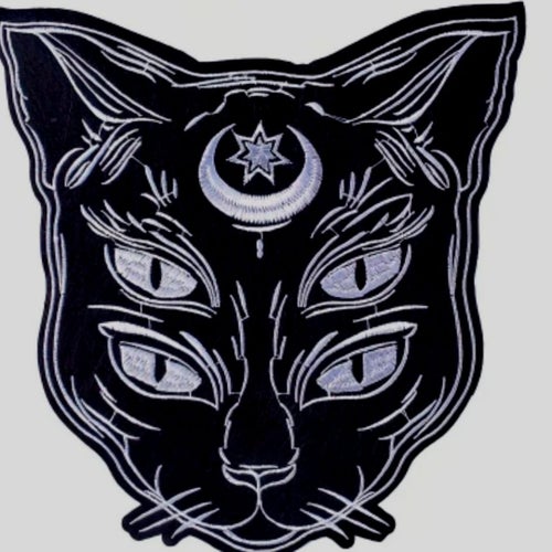 STOR patch laglapp katt måne ögon