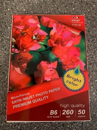 500 ark 13x18 cm 260 gram Micro-Pouros Satin Inkjet Photo Paper.Premium Quality