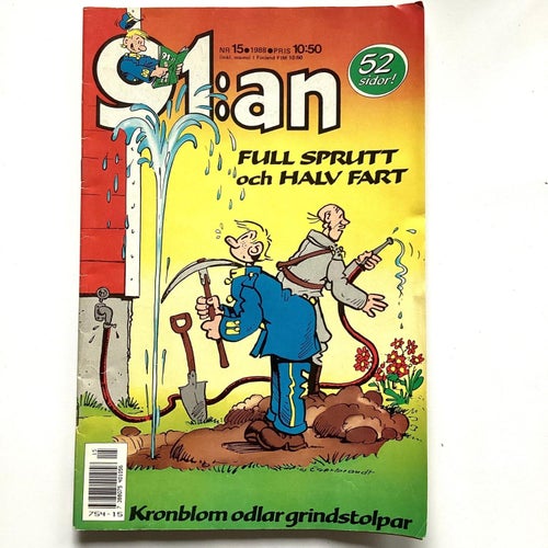 91:an Serietidning Nr 15 1988 Tecknad svensk serie Humor Militär Nostalgi