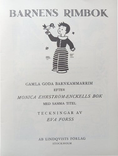 Gamla, goda barnkammarim med bilder av Eva Forss, 1955