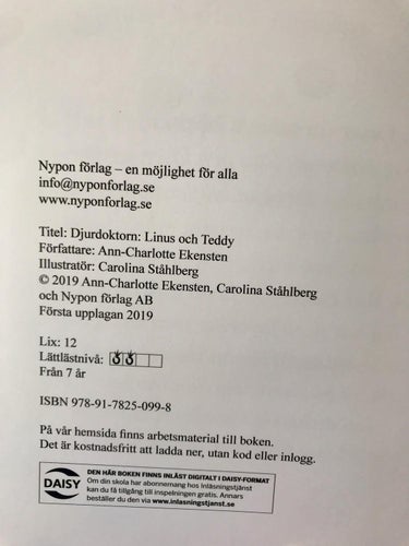 DJURDOKTORN: LINUS OCH TEDDY Ann-Charlotte Ekensten 2019