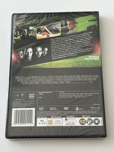 The fast & the furious (Vin Diesel och Paul Walker, 2001). Inplastad DVD