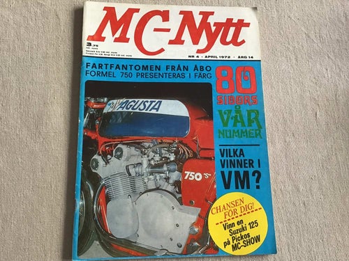 MC NYTT NR 4 1972 MOTOCROSS,ISRACING,SUZUKI GT 750,HUSQVARNA,JARNO SAARINEN