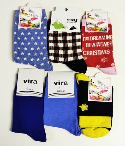 6 Par Dam Strumpor-Socks Storlek 35-38
