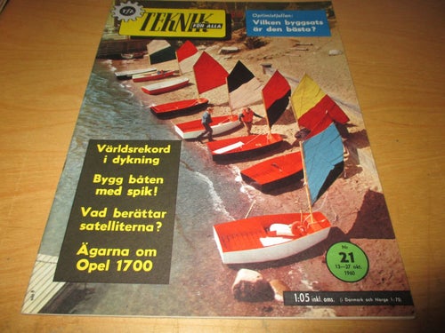 TEKNIK FÖR ALLA NR 21 1960. OPEL 1700 , FIAT 2100, VI BYGGER RADIOBÅT , M.M