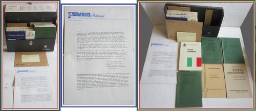 Vintage LINGAPHONE learn italian language with book, records in vinyl bag-MINT!