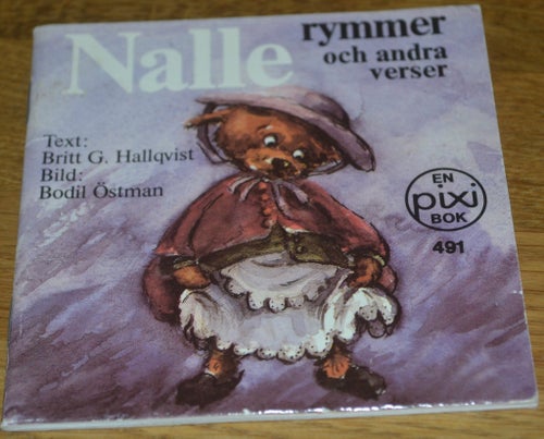 Äldre Pixibok Nalle rymmer och andra verser