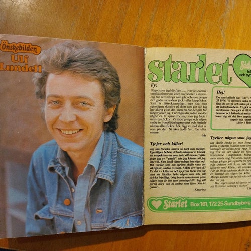Starlet 1977 nr 20 Starlet tjejen Charlotte, Ulf Lundell, Björn Ulvaeus. Good+