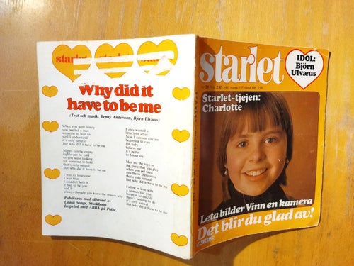 Starlet 1977 nr 20 Starlet tjejen Charlotte, Ulf Lundell, Björn Ulvaeus. Good+