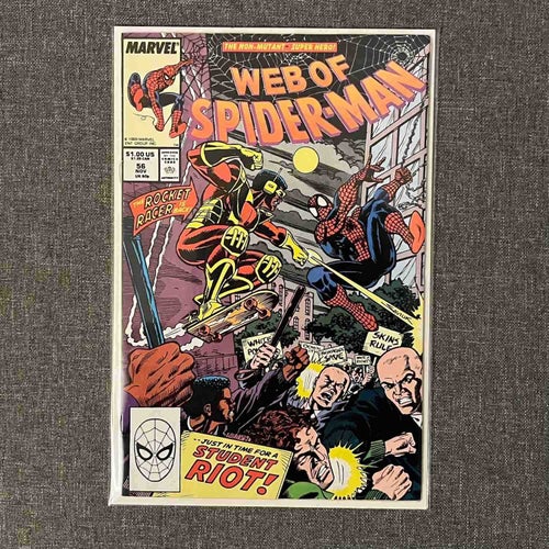 Web of Spider-Man #56 (1989)(Key) Skinhead!