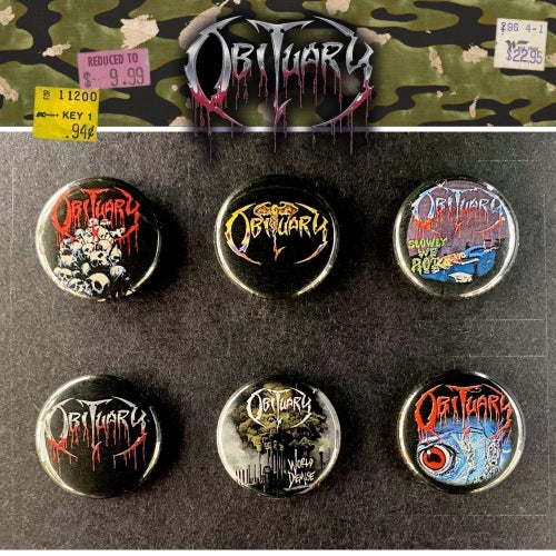 6 st Obituary pins (25 mm) * gratis porto * dödsmetall * Floridadöds *