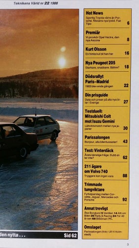 Teknikens Värld nr 22 1988: Peugeot 205 GTI, Isuzu Gemini, Mitsubishi Colt