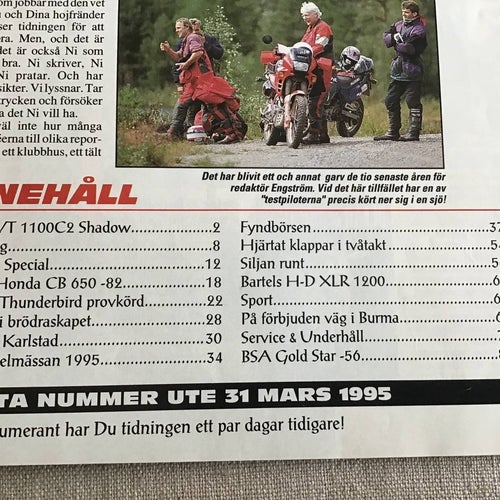 ALLT OM MC NR 2 1995 TORS MC KARLSTAD,HONDA CB 650,BSA ,TRIUMPH,HONDA VT 1100
