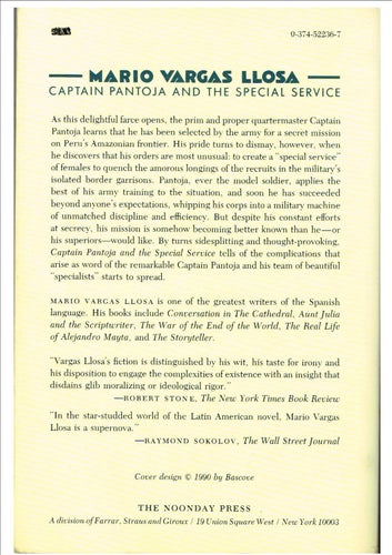 CAPTAIN PANTOJA AND THE SPECIAL SERVICE - Mario Vargas Llosa (Nobelpris 2010)