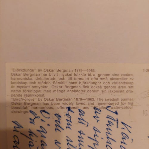 Vackert vykort "Björkdunge" av Oskar Bergman