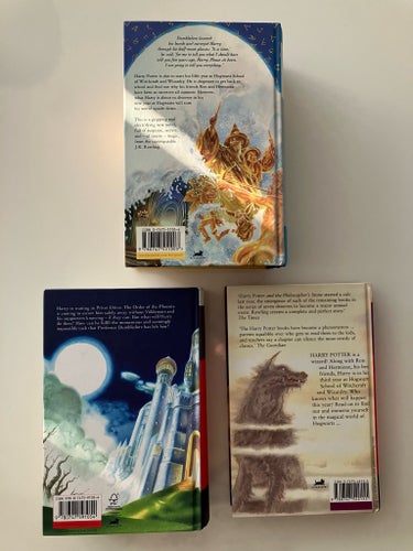 Harry Potter- D. Hallows, Phoenix, Prisoner of Azkaban by J.K. Rowling, inbundna