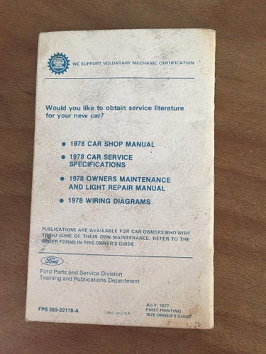 1978 Ford Granada Owner's Manual