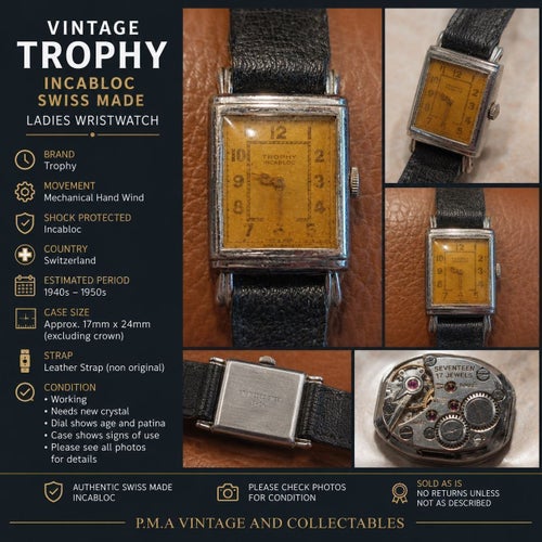 Vintage Trophy Incabloc Swiss Dam