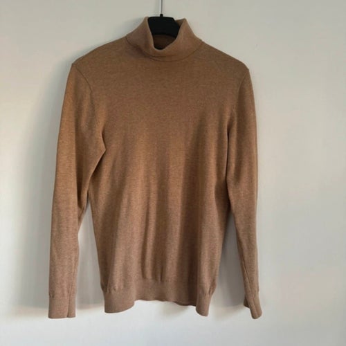 Beige brun stickad polotröja