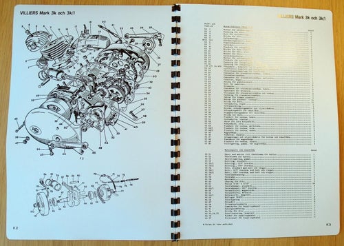 Reservdelskatalog till Villiers mopedmotorer