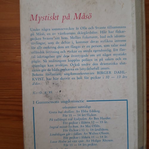 Mystiskt på Måsö av Birger Dahlkvist, 1959. Första Upplaga