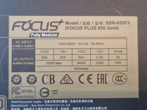 Seasonic Focus Plus 650 Gold (SSR-650FX) | Helt modulärt | Felfritt