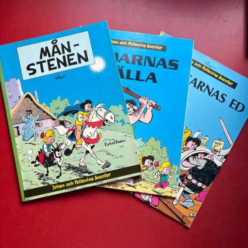 Johan och Pellevins äventyr MÅNSTENEN + GUDARNAS KÄLLA + VIKINGARNAS ED Peyo