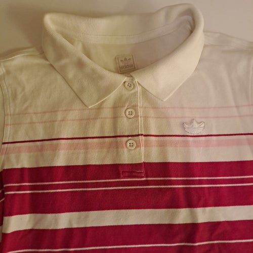 Adidas vit/röd pikétröja, storlek 40