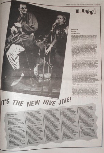 STIMULIN, BUZZ, NEW ORDER TIDNINGSARTIKEL 1981