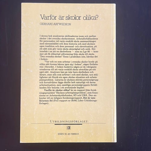 Varför är skolor olika? av Gerhard Arfwedsons
