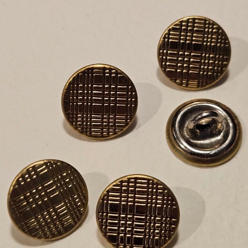 5 st vintageknappar av metall, 14 mm, till kläder, pyssel, projekt etc