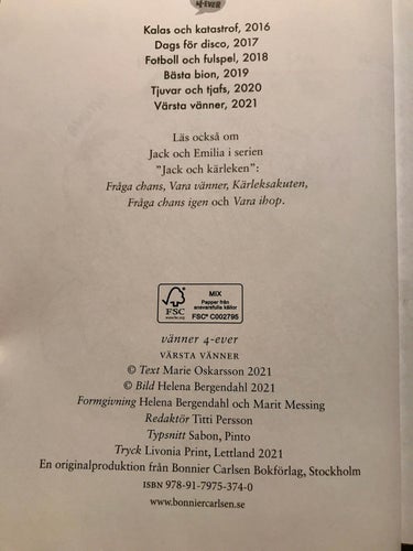 VÄRSTA VÄNNER Marie Oskarsson Helena Bergendahl 2021