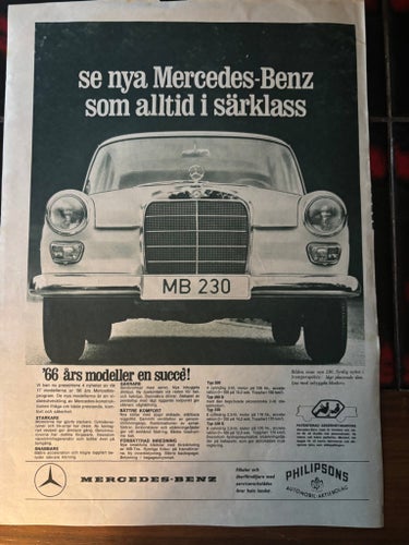 Mercedes-Benz 230 1966 annons Mercedes