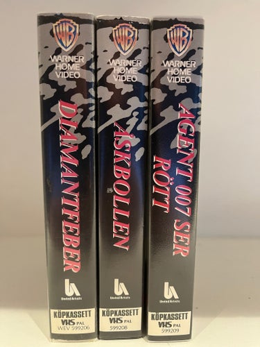 James Bond 007 VHS-filmer. 3 st. Sean Connery