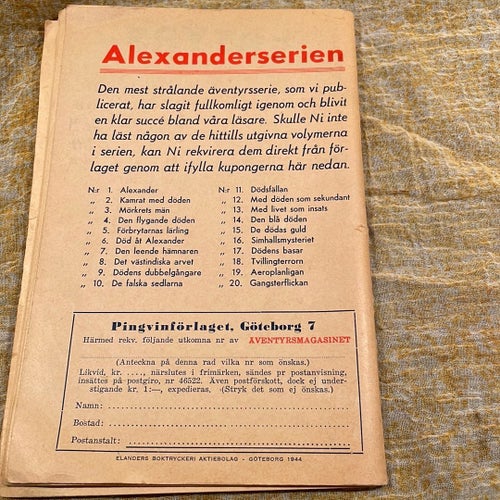 Äventyrsmagasinet Hajarna av Jörgen Rastholt, 1944