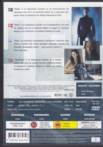 DVD / Equilibrium / Christian Bale, Emily Watson, Taye Diggs / Nära nyskick