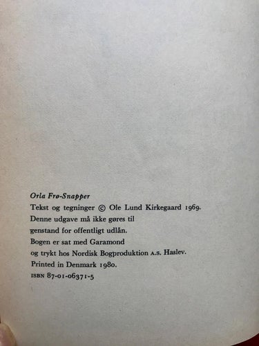 ORLA FRØ-SNAPPER Ole Lund Kirkegaard 1980