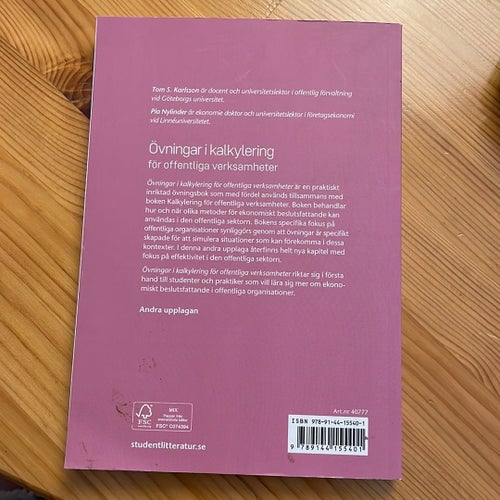 Övningar i kalkylering för offentliga verksamheter - Tom S. Karlsson, Pia