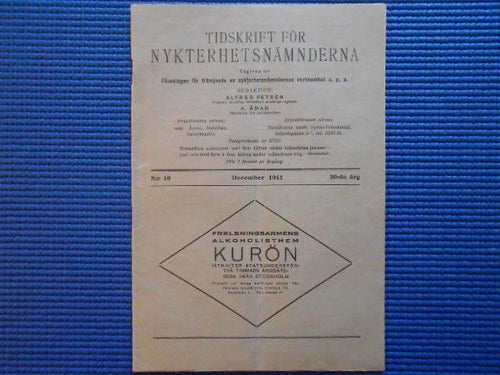 Tidskrift för nykterhetsnämnderna nr 10 1941