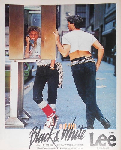 LEE JEANS BLACK & WHITE MALMÖ YRKESKLÄDER AB TIDNINGSANNONS 1983