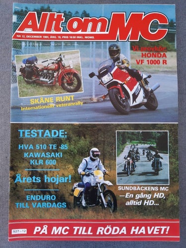 Allt om MC nr 12 1984: Kawasaki KLR 600, Husqvarna 510 TE, Honda VF 1000 R