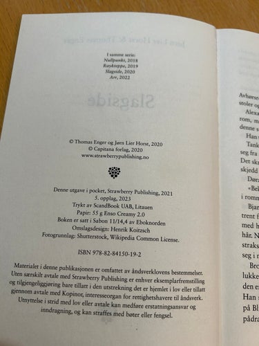 Slagsisde av Jörn Lier Horst och Thomas Enger, bok