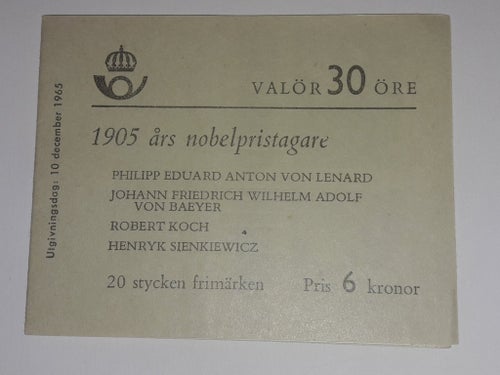 Frimärkshäfte...1905 års Nobelpristagare ......1965