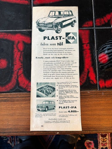 PLAST-IFA Reklamblad IFA 1956 annons
